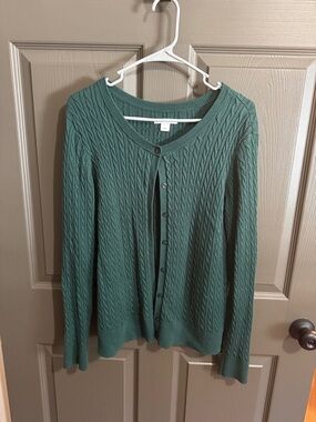 Amazon Essentials Teal Green Cable-Knit Button Cardigan